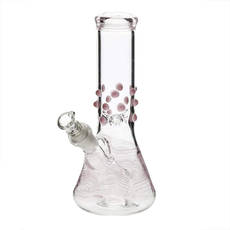 Biohazard Inc Glass Bong 8" Beaker Water Pipe w/ Marbles - Pink Rake