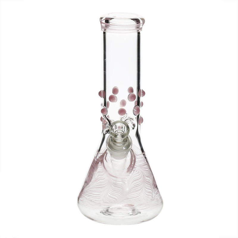 Biohazard Inc Glass Bong 8" Beaker Water Pipe w/ Marbles - Pink Rake