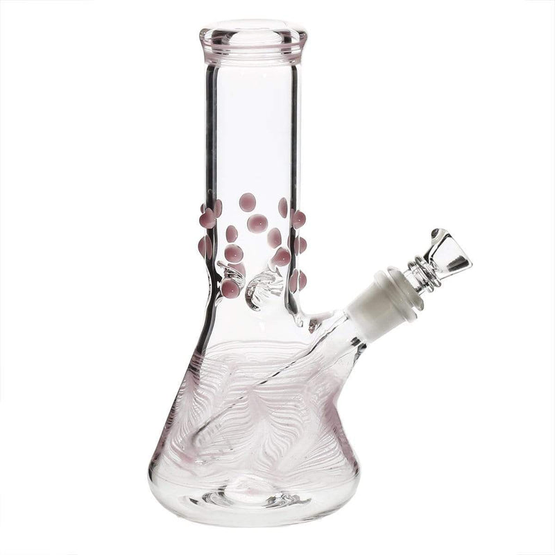 Biohazard Inc Glass Bong 8" Beaker Water Pipe w/ Marbles - Pink Rake