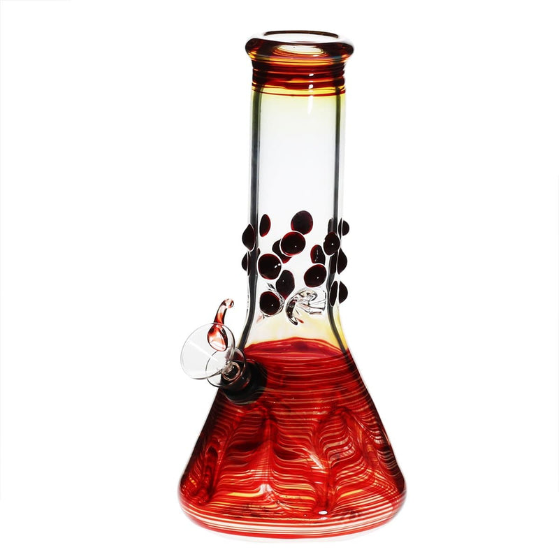 Biohazard Inc Glass Bong 8" Beaker Water Pipe w/ Marbles - Red Rake