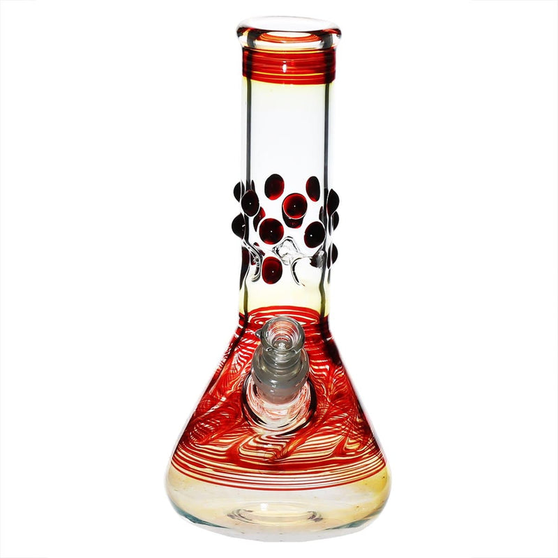 Biohazard Inc Glass Bong 8" Beaker Water Pipe w/ Marbles - Red Rake