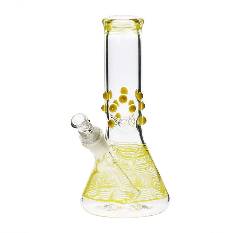 Biohazard Inc Glass Bong 8" Beaker Water Pipe w/ Marbles - Yellow Rake