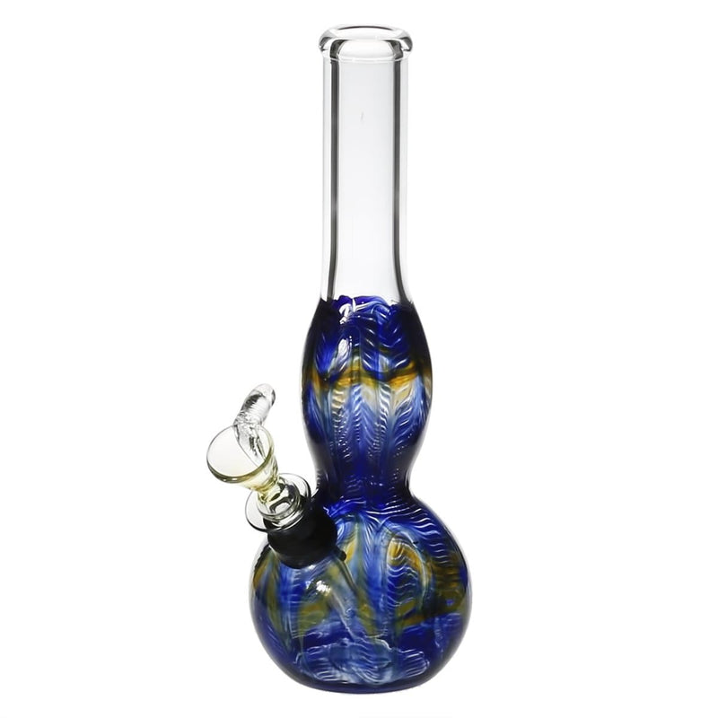 Biohazard Inc Glass Bong 8" Bulge Water Pipe w/ Slide - Blue Rake