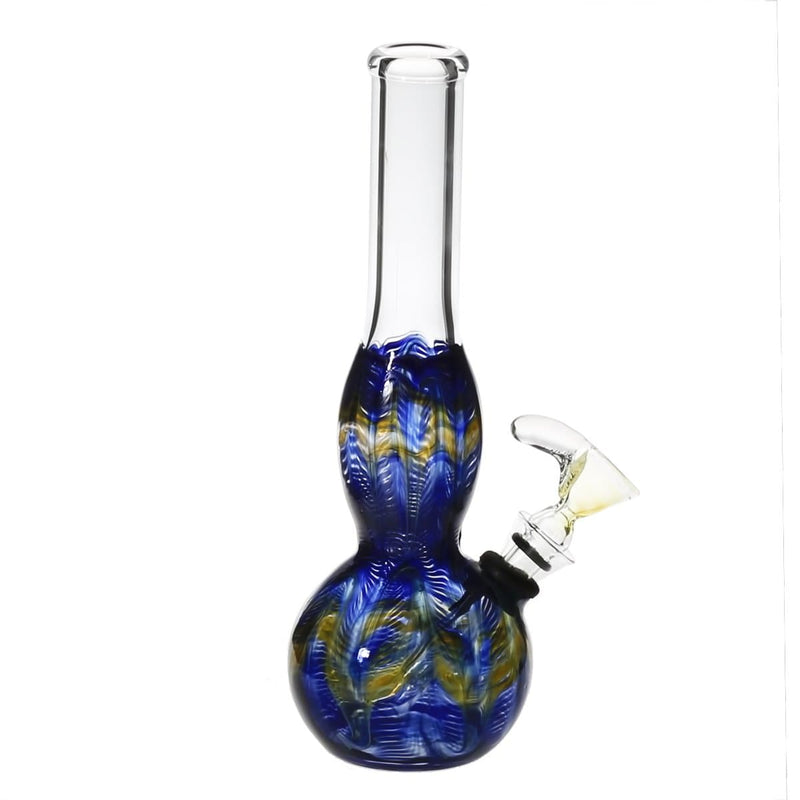 Biohazard Inc Glass Bong 8" Bulge Water Pipe w/ Slide - Blue Rake