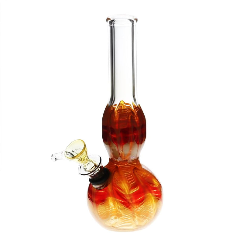 Biohazard Inc Glass Bong 8" Bulge Water Pipe w/ Slide - Red Rake