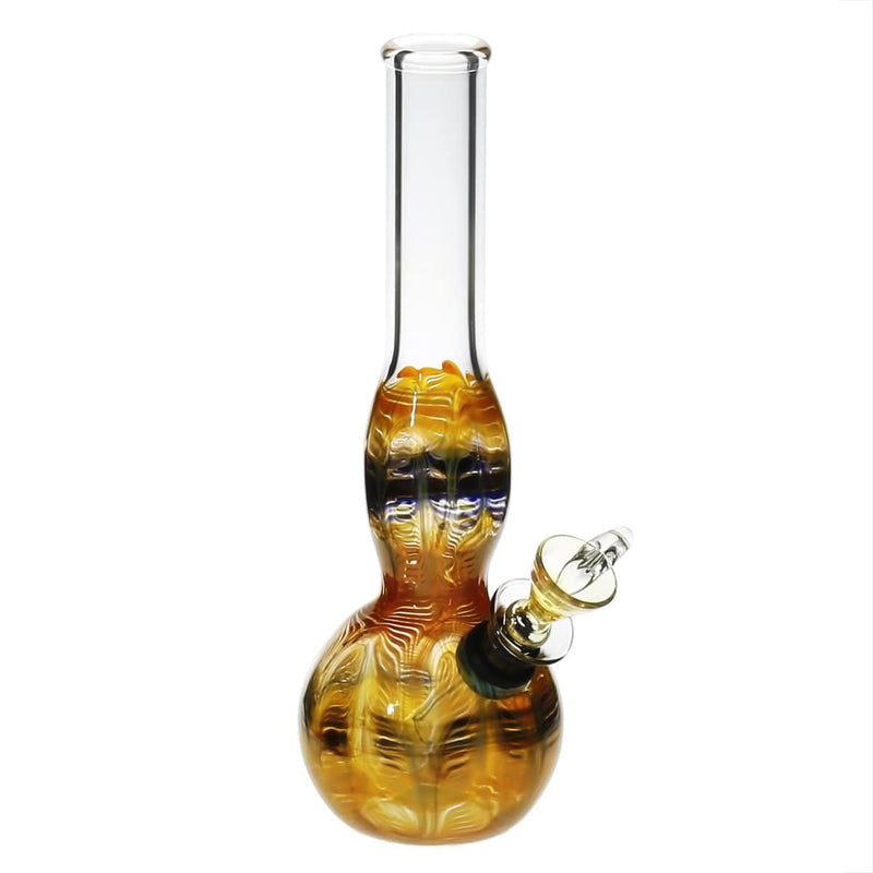 Biohazard Inc Glass Bong 8" Bulge Water Pipe w/ Slide - Yellow Rake