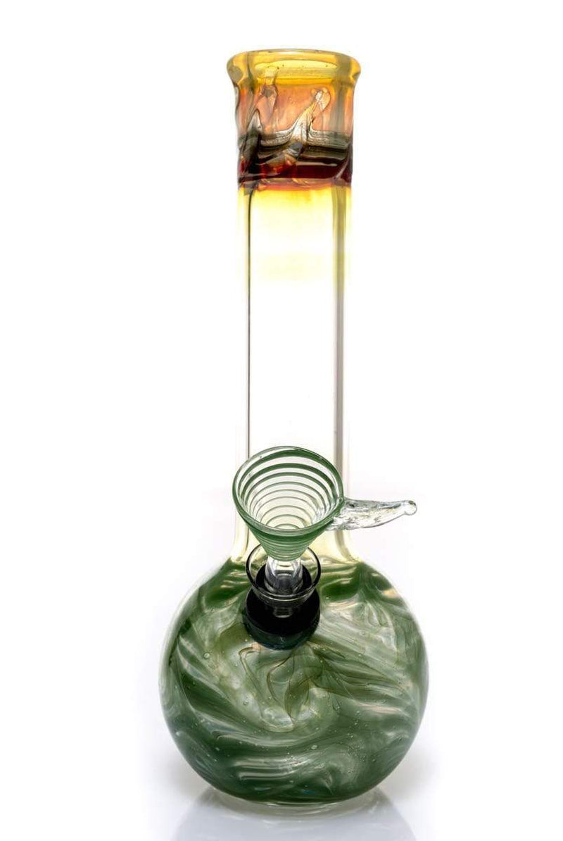 Biohazard Inc Glass Bong 8" Flame Top Water Pipe w/ Slide - Green