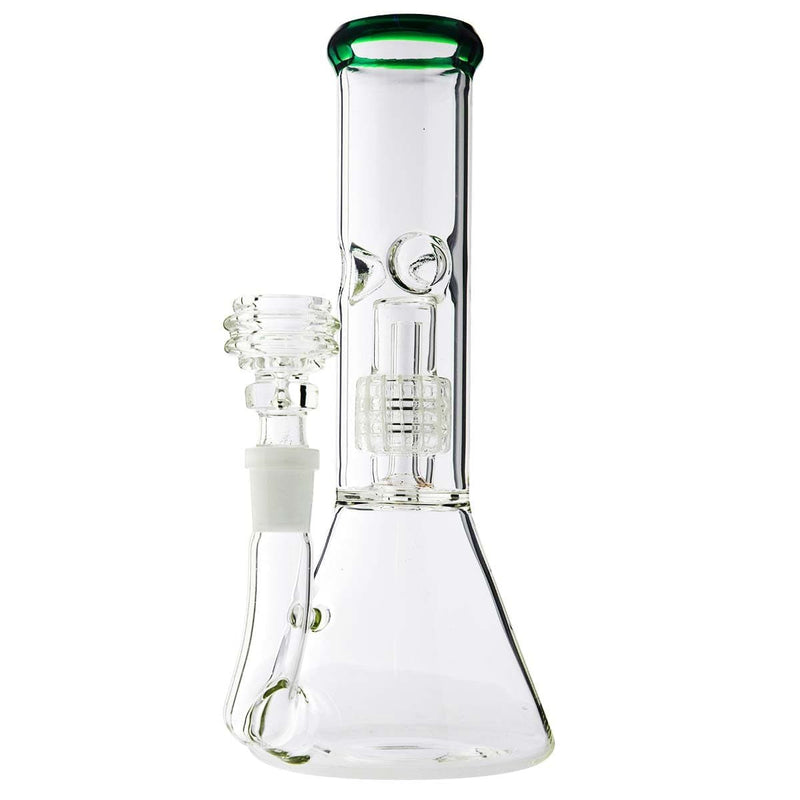 Biohazard Inc Glass Bong 8" Waterpipe Beaker w/ Grid Perc -Green