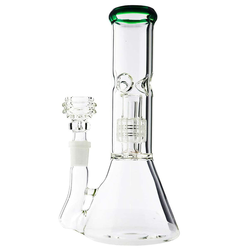 Biohazard Inc Glass Bong 8" Waterpipe Beaker w/ Grid Perc -Green