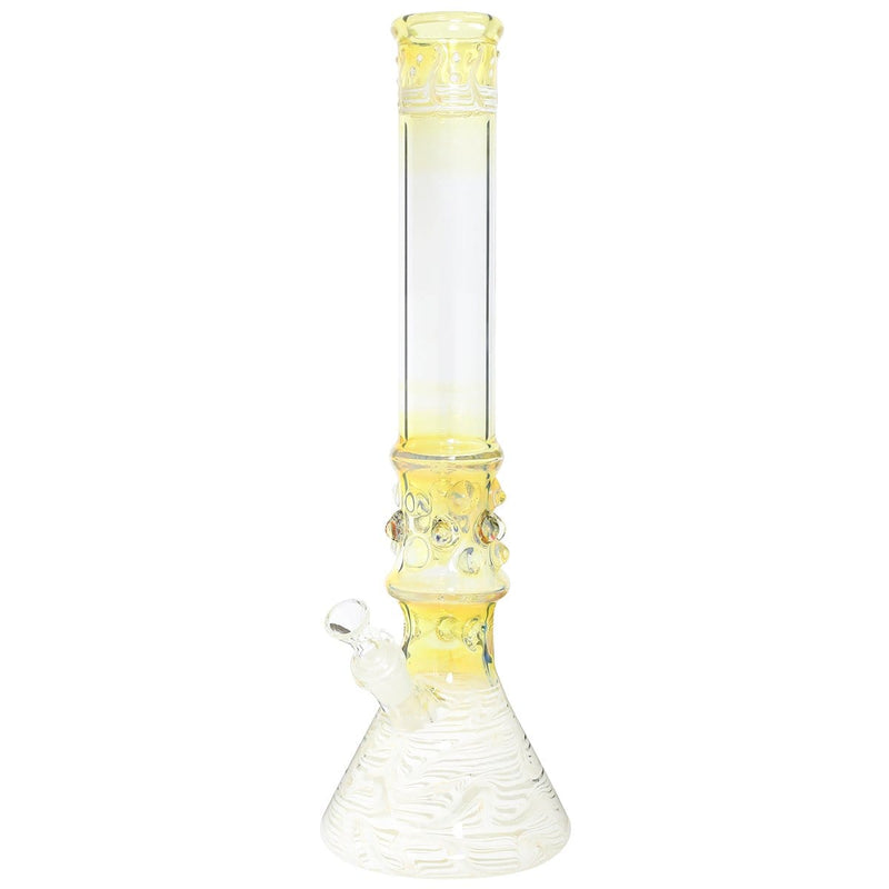 Biohazard Inc Glass Bong Water Pipe  17" 50mm Marbles Beaker Female 19mm White Trim