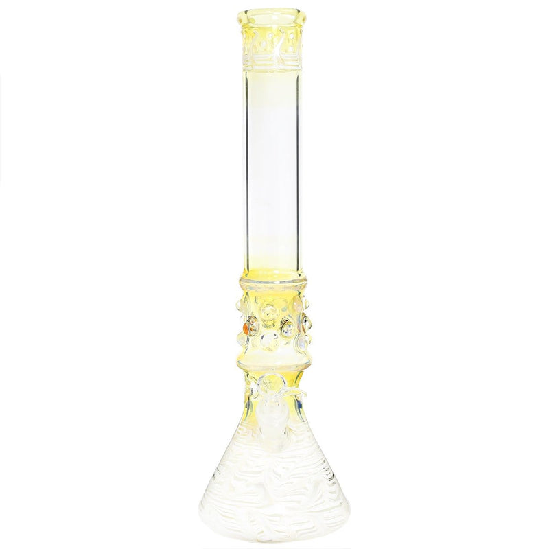 Biohazard Inc Glass Bong Water Pipe  17" 50mm Marbles Beaker Female 19mm White Trim