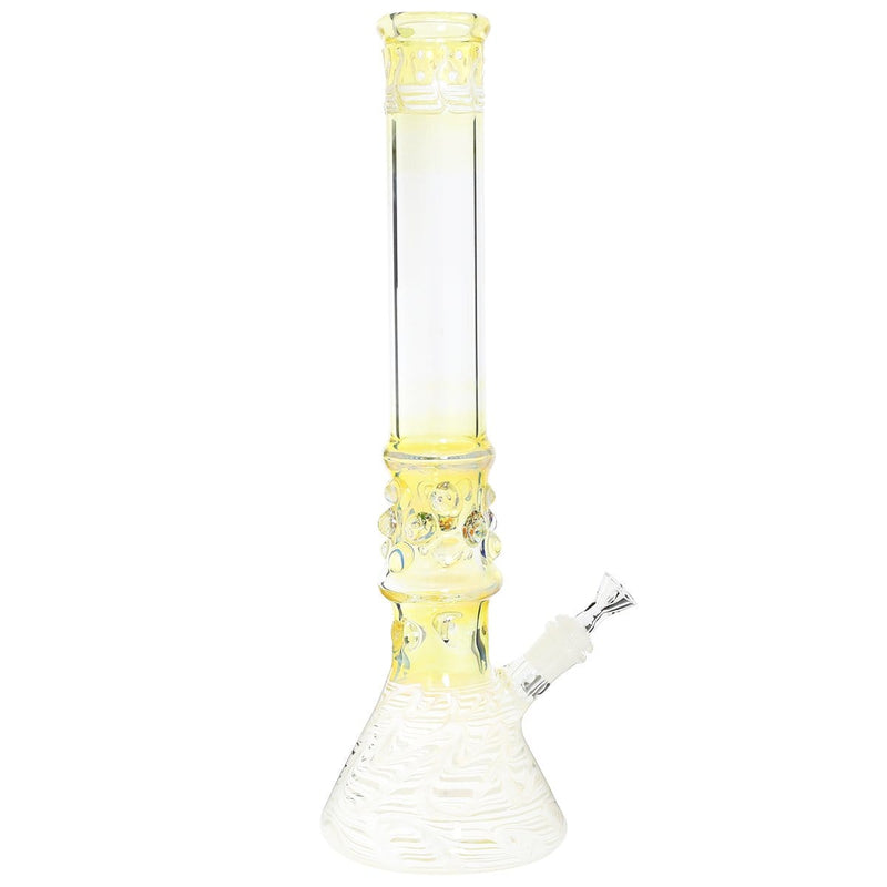 Biohazard Inc Glass Bong Water Pipe  17" 50mm Marbles Beaker Female 19mm White Trim