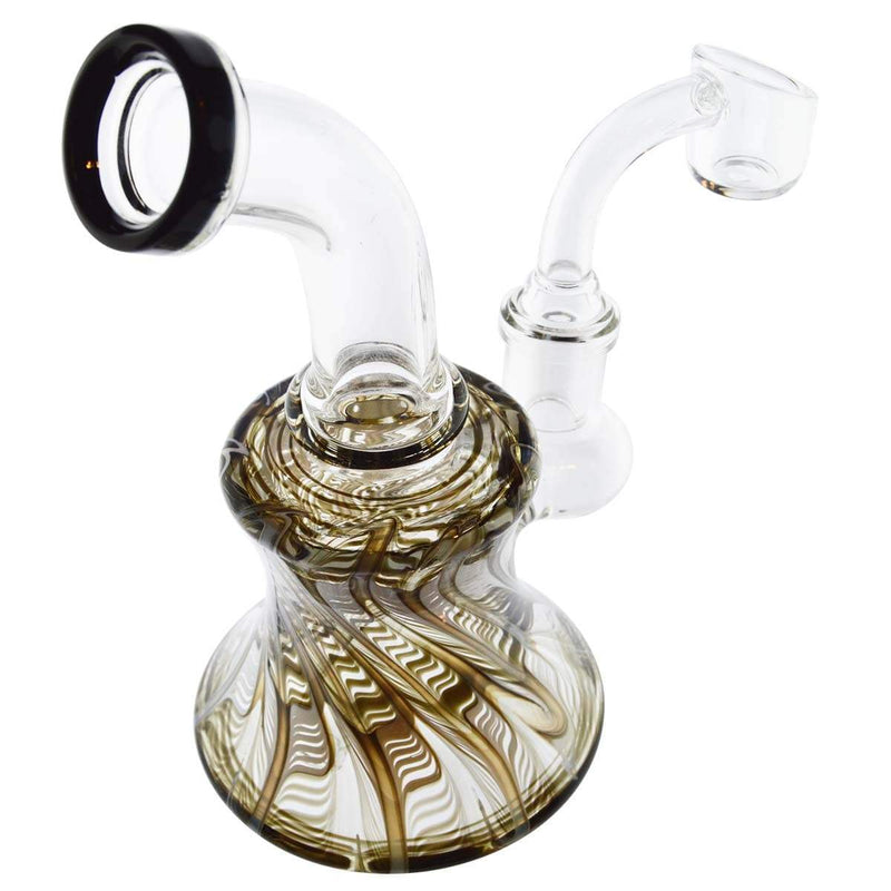 Biohazard Inc Glass Bong Water Pipe 6" with Rake Art Banger Hanger + Bowl - Black