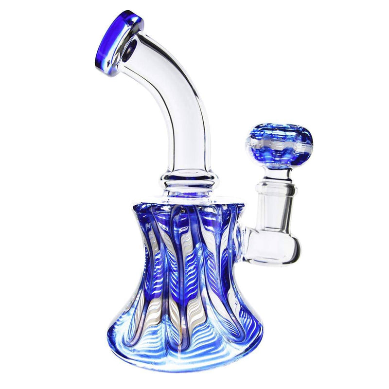 Biohazard Inc Glass Bong Water Pipe 6" with Rake Art Banger Hanger + Bowl - Blue