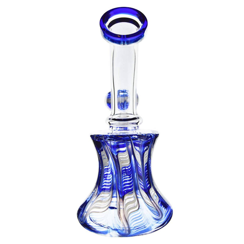 Biohazard Inc Glass Bong Water Pipe 6" with Rake Art Banger Hanger + Bowl - Blue