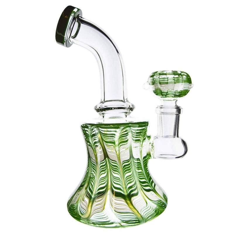 Biohazard Inc Glass Bong Water Pipe 6" with Rake Art Banger Hanger + Bowl - Green