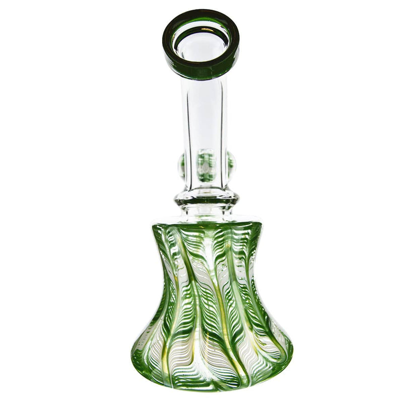 Biohazard Inc Glass Bong Water Pipe 6" with Rake Art Banger Hanger + Bowl - Green