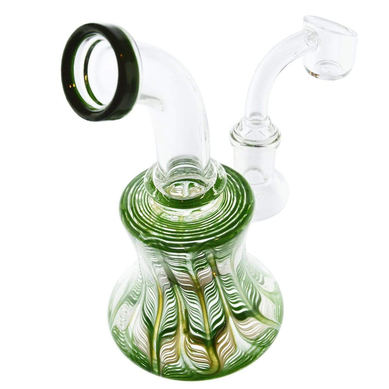 Biohazard Inc Glass Bong Water Pipe 6" with Rake Art Banger Hanger + Bowl - Green