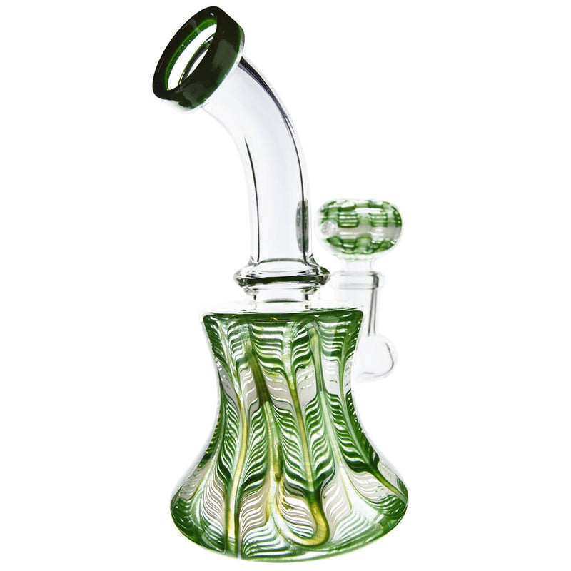 Biohazard Inc Glass Bong Water Pipe 6" with Rake Art Banger Hanger + Bowl - Green