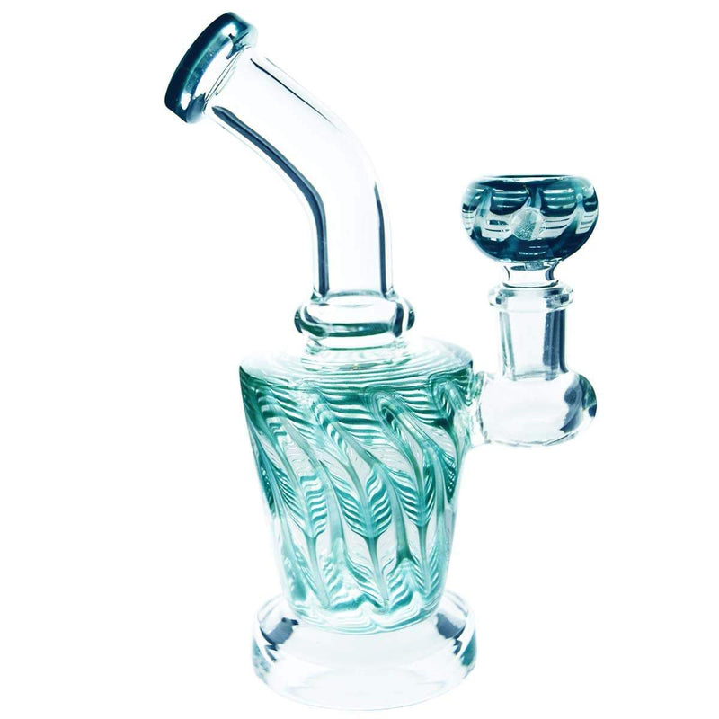 Biohazard Inc Glass Bong Waterpipe 6" Aqua Rake Art w/ Banger Hanger + Bowl