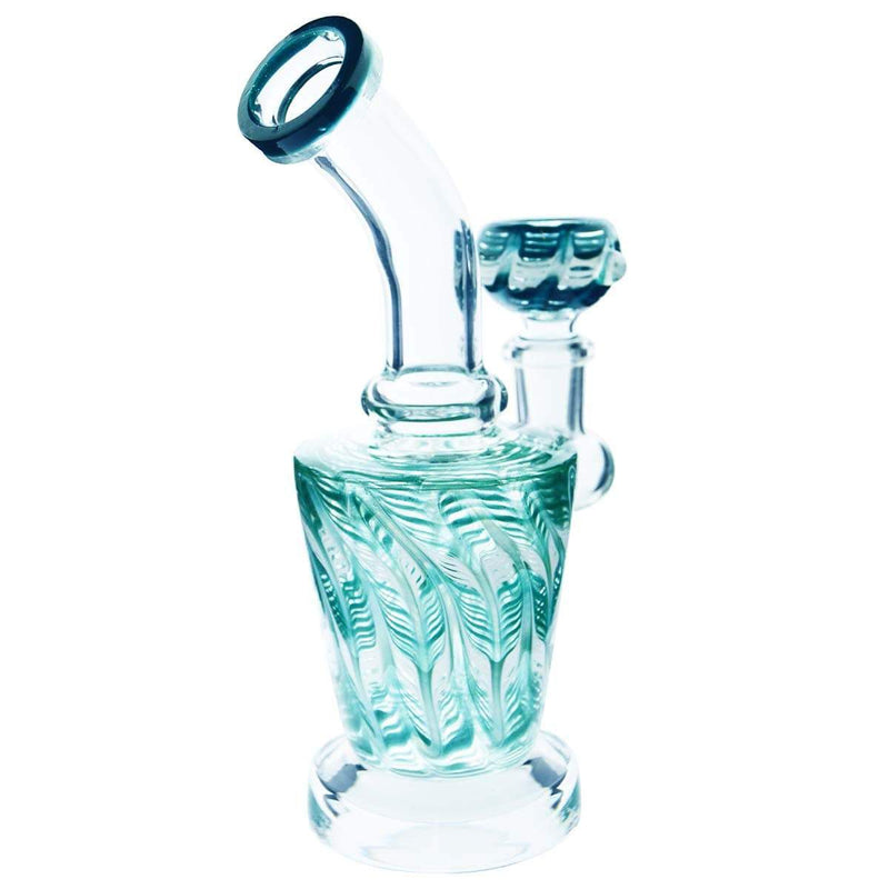 Biohazard Inc Glass Bong Waterpipe 6" Aqua Rake Art w/ Banger Hanger + Bowl