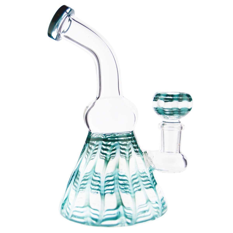 Biohazard Inc Glass Bong Waterpipe 6" HB + Bowl Beaker Rake Art - Aqua