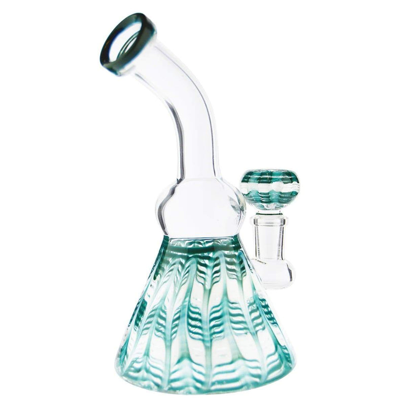 Biohazard Inc Glass Bong Waterpipe 6" HB + Bowl Beaker Rake Art - Aqua