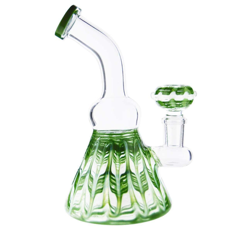 Biohazard Inc Glass Bong Waterpipe 6" HB + Bowl Beaker Rake Art - Green