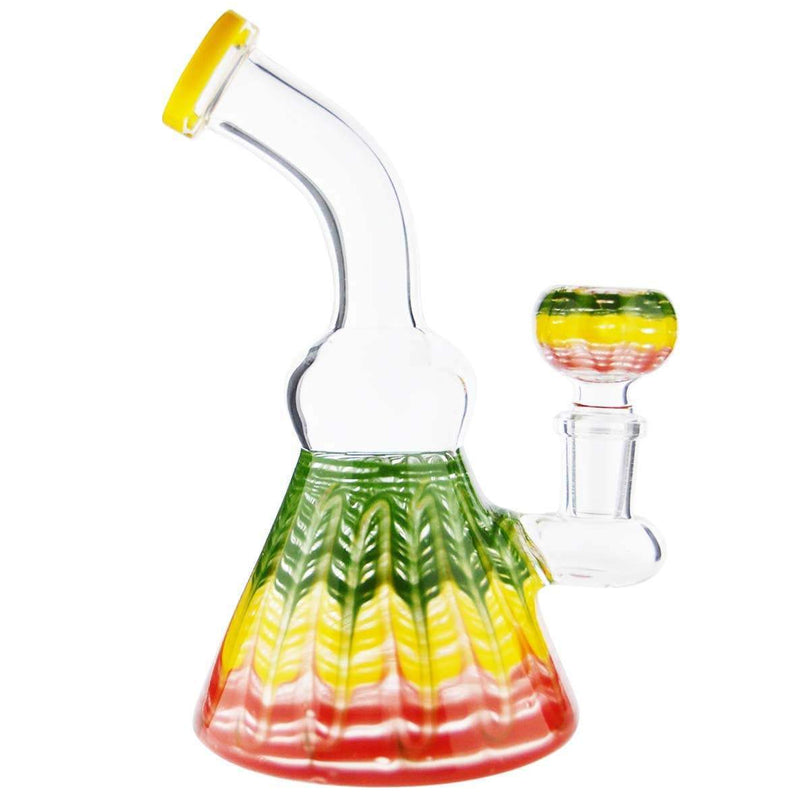 Biohazard Inc Glass Bong Waterpipe 6" HB + Bowl Beaker Rake Art - Rasta