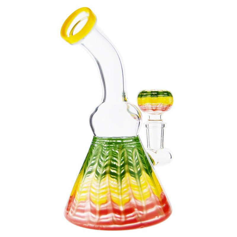 Biohazard Inc Glass Bong Waterpipe 6" HB + Bowl Beaker Rake Art - Rasta