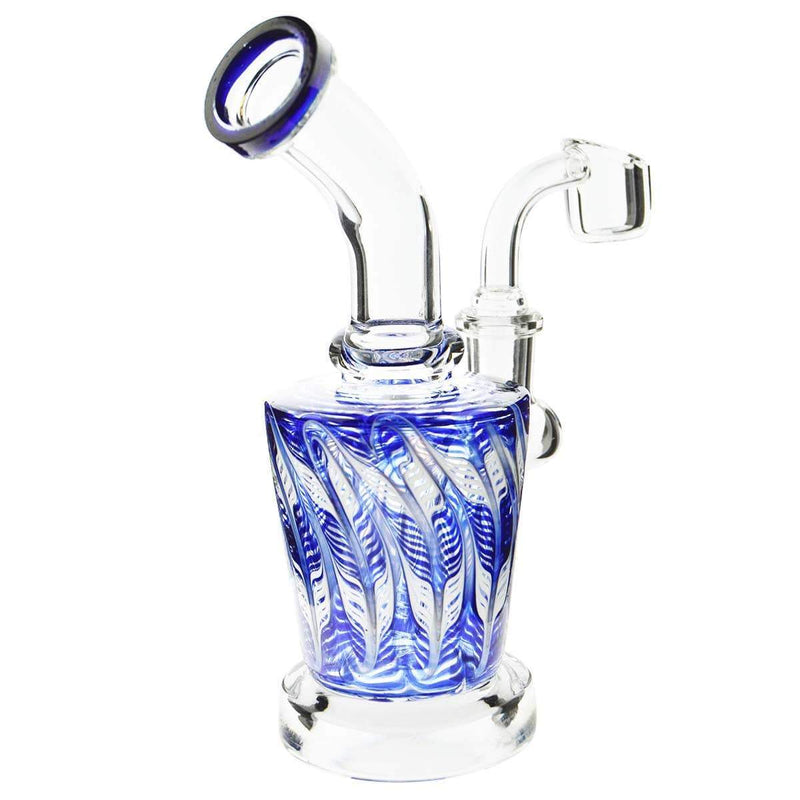 Biohazard Inc Glass Bong Waterpipe 6" with Rake Art and Base Banger Hanger + Bowl - Blue