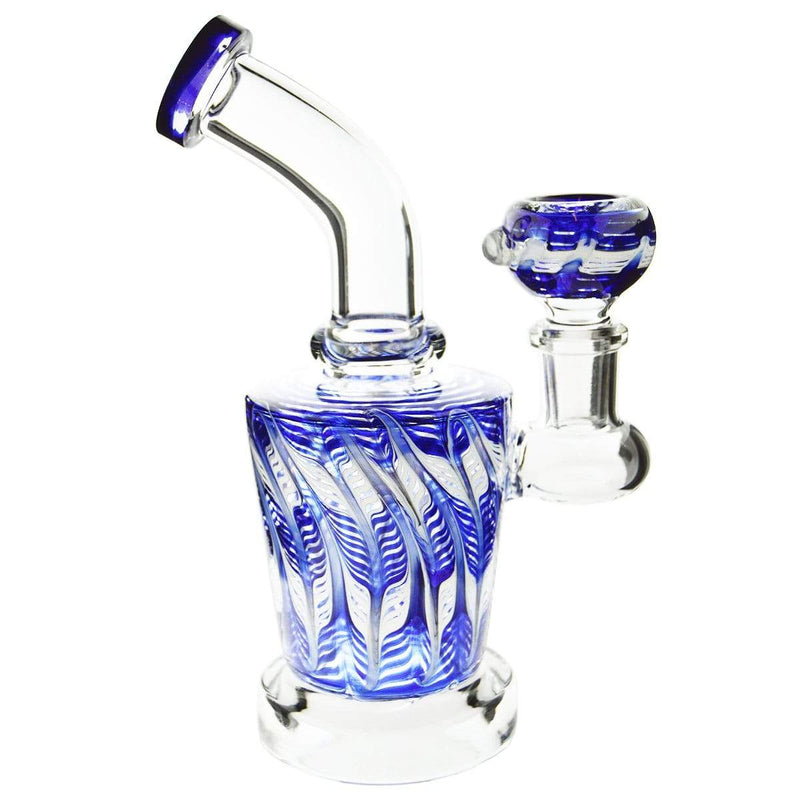 Biohazard Inc Glass Bong Waterpipe 6" with Rake Art and Base Banger Hanger + Bowl - Blue