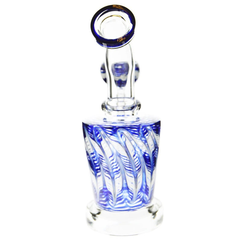 Biohazard Inc Glass Bong Waterpipe 6" with Rake Art and Base Banger Hanger + Bowl - Blue