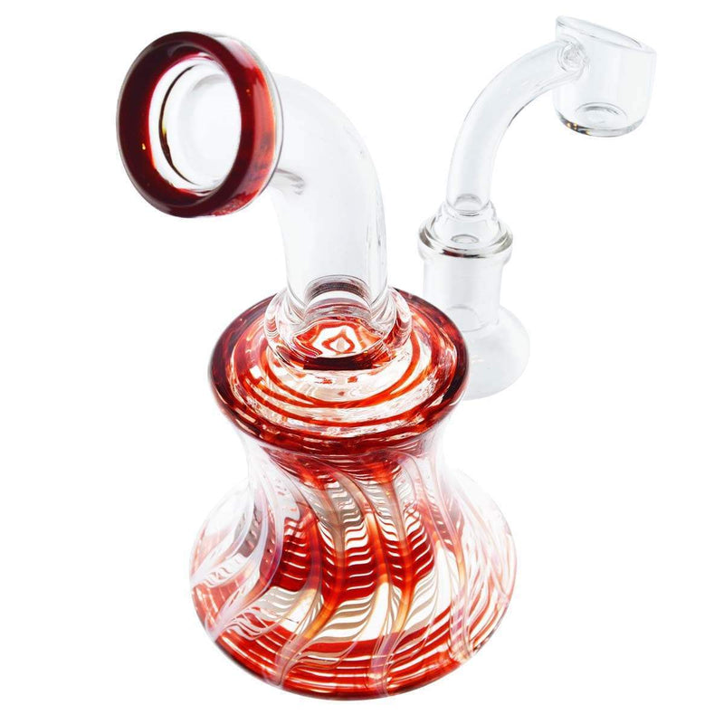 Biohazard Inc Glass Bong Waterpipe 6" with Rake Art Banger Hanger + Bowl - Red