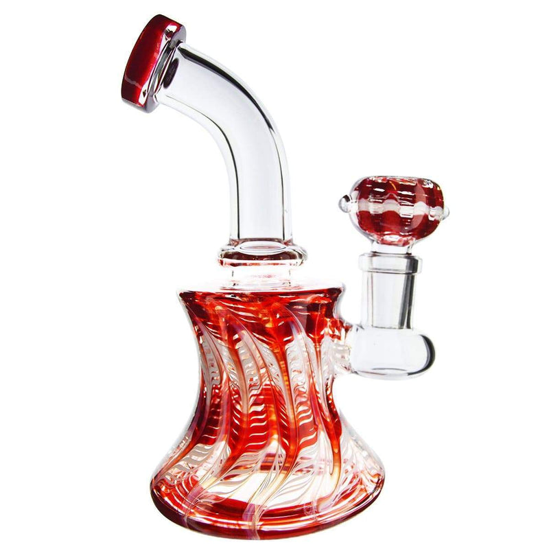 Biohazard Inc Glass Bong Waterpipe 6" with Rake Art Banger Hanger + Bowl - Red