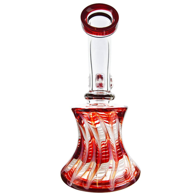 Biohazard Inc Glass Bong Waterpipe 6" with Rake Art Banger Hanger + Bowl - Red