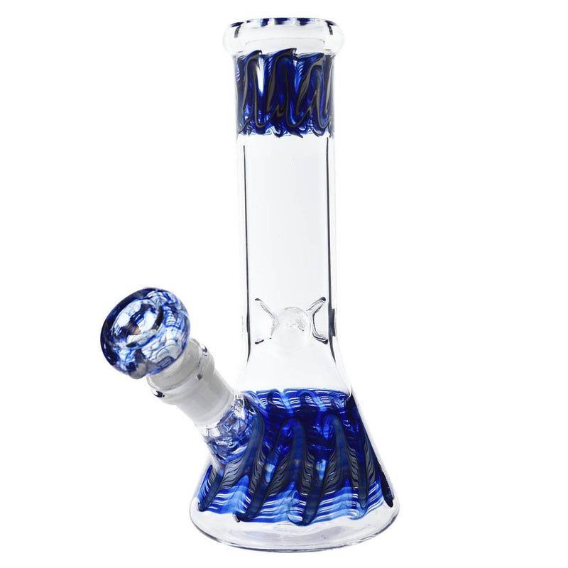 Biohazard Inc Glass Bong Waterpipe  8" Beaker Rake Art - Blue