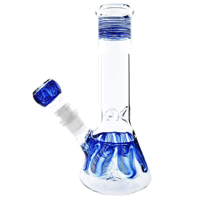 Biohazard Inc Glass Bong Waterpipe  8" Beaker Rake Art - Blue