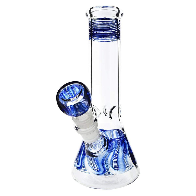 Biohazard Inc Glass Bong Waterpipe  8" Beaker Rake Art - Blue