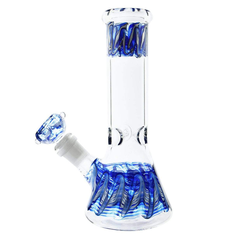 Biohazard Inc Glass Bong Waterpipe  8" Beaker Rake Art - Blue