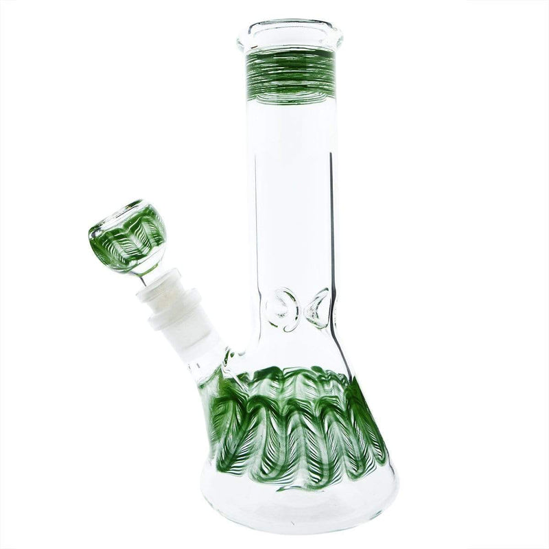 Biohazard Inc Glass Bong Waterpipe  8" Beaker Rake Art - Green