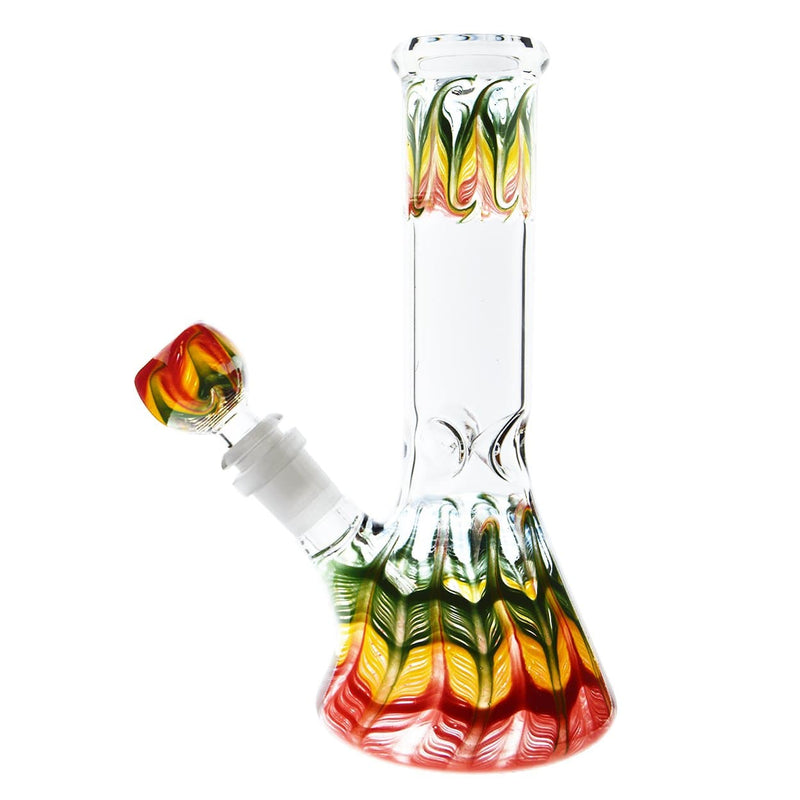 Biohazard Inc Glass Bong Waterpipe  8" Beaker Rake Art - Rasta