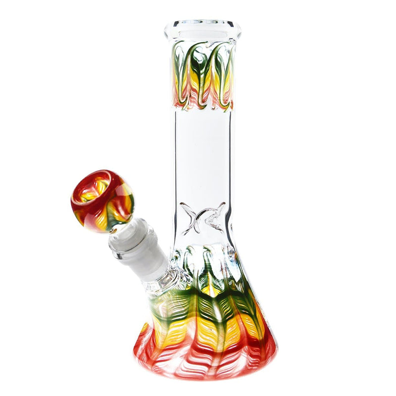 Biohazard Inc Glass Bong Waterpipe  8" Beaker Rake Art - Rasta