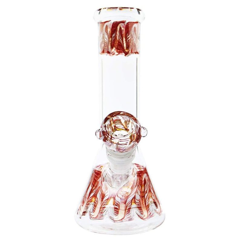 Biohazard Inc Glass Bong Waterpipe  8" Beaker Rake Art - Red