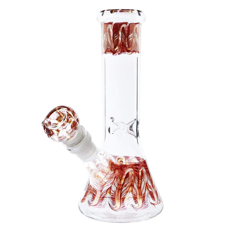 Biohazard Inc Glass Bong Waterpipe  8" Beaker Rake Art - Red