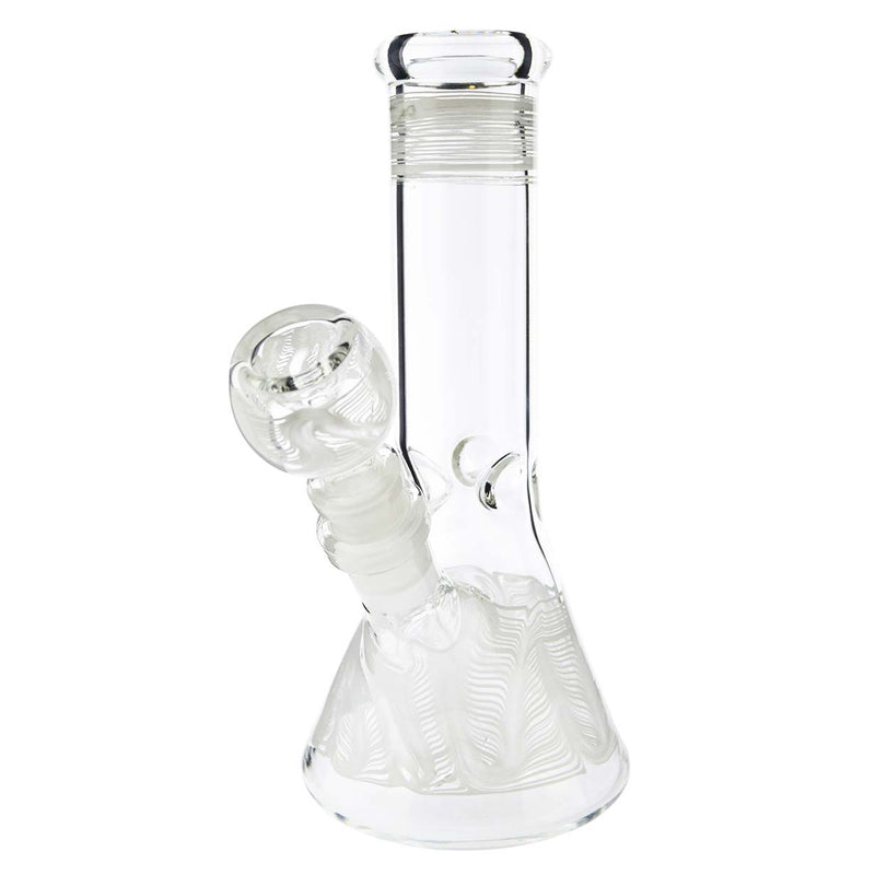 Biohazard Inc Glass Bong Waterpipe  8" Beaker Rake Art - White