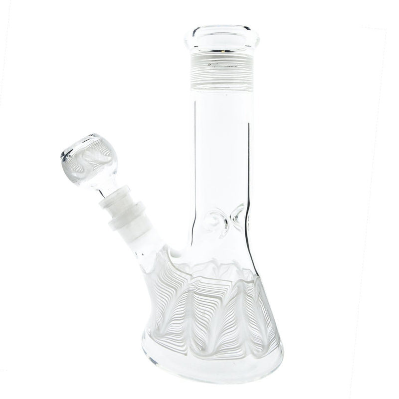 Biohazard Inc Glass Bong Waterpipe  8" Beaker Rake Art - White