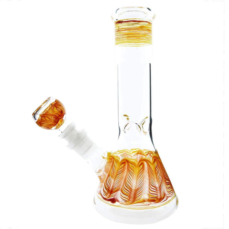 Biohazard Inc Glass Bong Waterpipe  8" Beaker Rake Art - Yellow