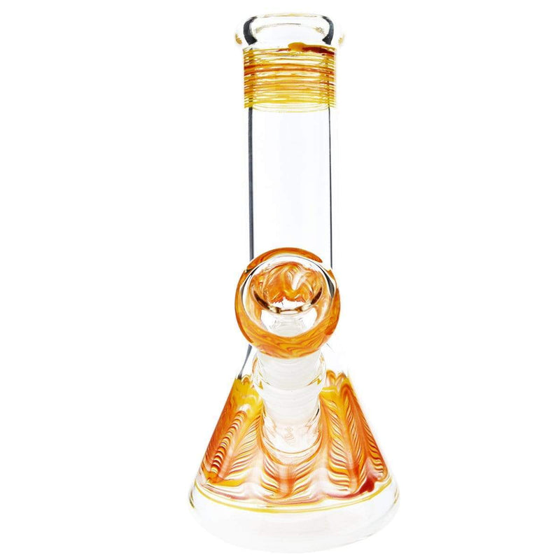 Biohazard Inc Glass Bong Waterpipe  8" Beaker Rake Art - Yellow