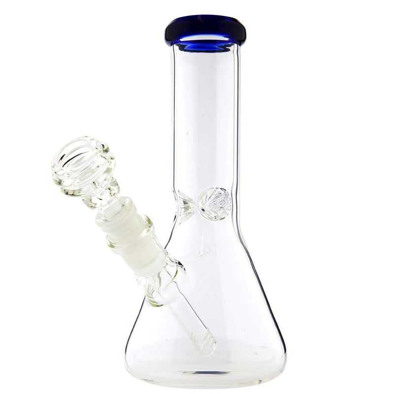 Biohazard Inc Glass Bong Waterpipe  8" Beaker w/ Blue Trim